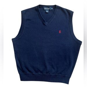 Polo Golf Ralph Lauren Men's Classic Navy Sweater Vest Sz M Made in USA